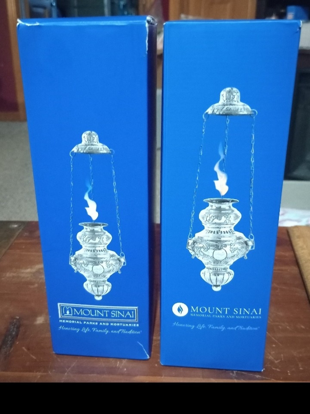 Blue Memorial Oil Lamp Packaging - Home Accents